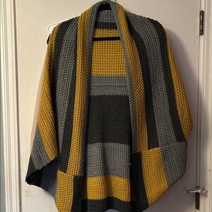 Striped Gray and Yellow Women's Sweater